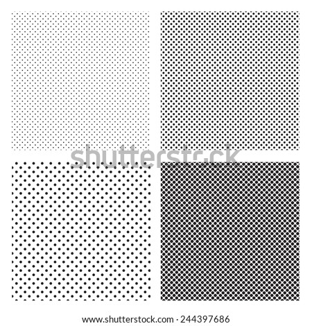 A fine various size dotted textures- black and white vector pattern