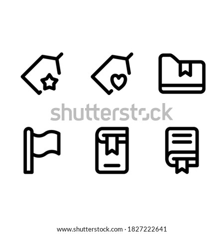 Bookmark and tag icon vector. Set outline bookmark and tag symbol collection