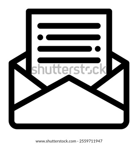 Mail open icon with simple and line style