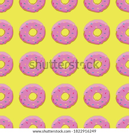 Donuts on yellow onet, seamless pattern, vector illustration