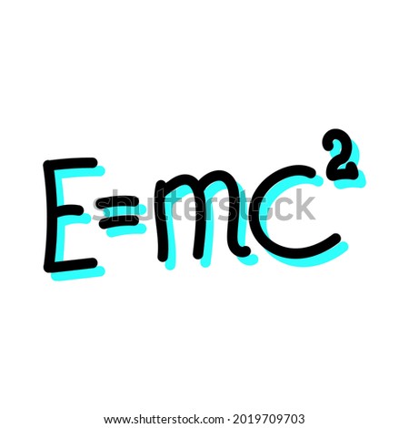E equals mc squared. Mass energy equivalence concept, vector illustration
