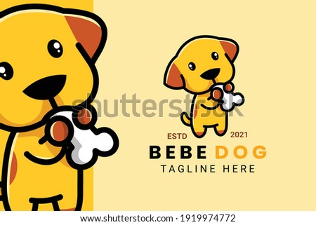 Cute Kawaii Puppy Dog Mascot Cartoon Logo Design Icon Illustration Character Hand Drawn. Suitable for every category of business, company, brand like pet store or pet shop, toys, food, and many more