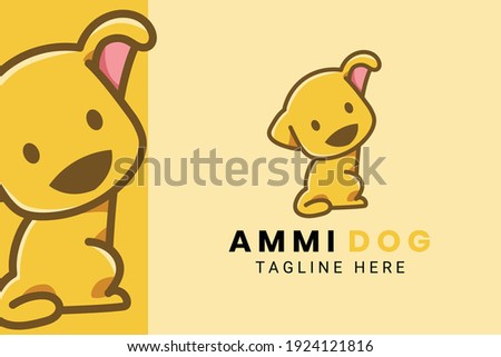 Cute Kawaii Puppy Dog Mascot Cartoon Logo Design Icon Illustration Character Hand Drawn. Suitable for every category of business, company, brand like pet store or pet shop, toys, food, and many more