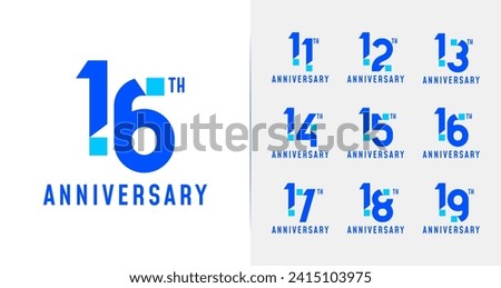 Digital anniversary logo collections. birthday number with technology concept for celebration event. Modern year icon template