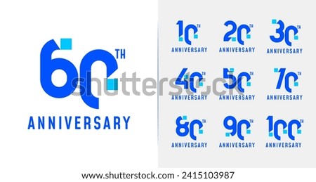 Digital anniversary logo collections. birthday number with technology concept for celebration event. Modern year icon template