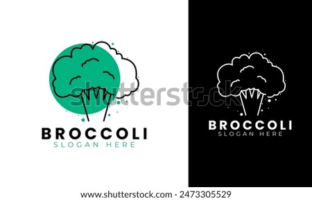 Broccoli logo design. Vegetable symbol with line and circle shape concept. Healthy vector icon