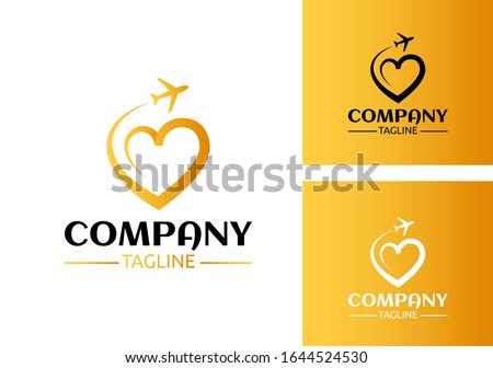 Travel Love Logo, Editable Vector Logo, Golden Logo Template Vector