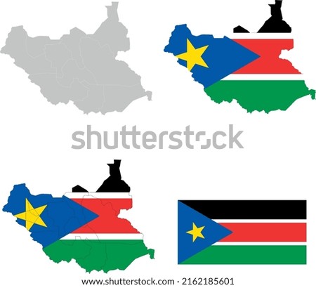 Set of territories of the country with the flag of South Sudan