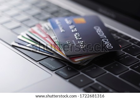 Online credit card payment for purchases from online stores and online shopping, Credit card close up shot.  Imagine de stoc © 