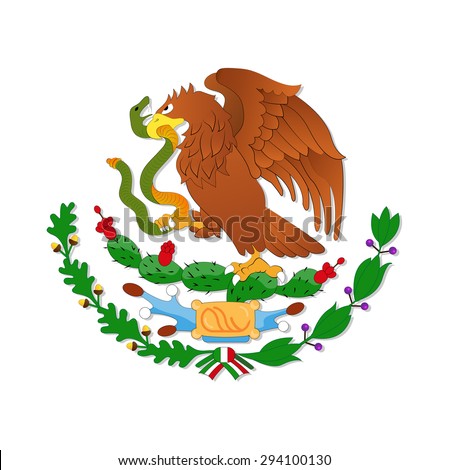 Eagle Mexico Flag Drawing : An Emblem Of Mexican Flag Vector