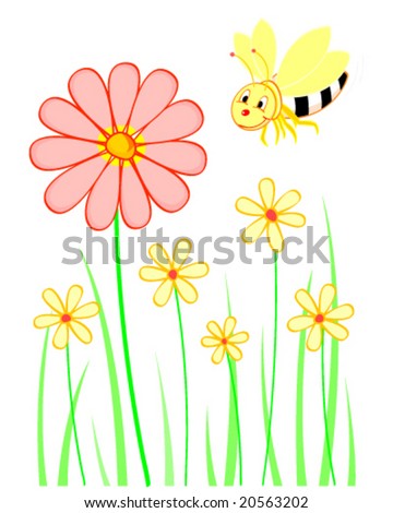 Bee With Flower Stock Vector 20563202 : Shutterstock