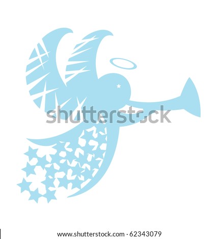 Abstract image of angel decorated with star and Christmas ornament. - stock vector