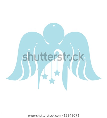 Abstract image of angel decorated with star and Christmas ornament. - stock vector