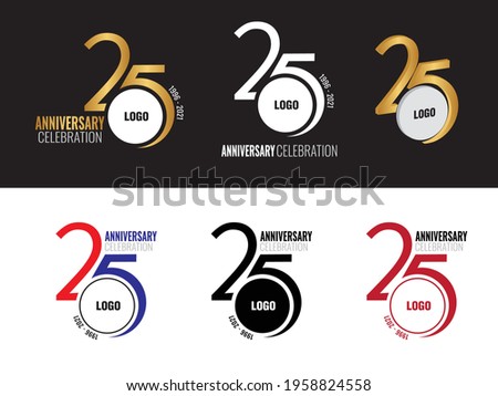 25 years anniversary logo Black, Gold, White, Maroon, Red  Blue Mix  3D