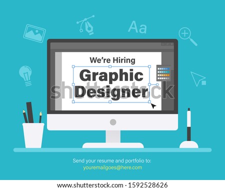 We are hiring graphic designer. Staffing & recruiting business concept