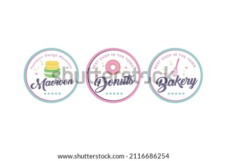 Macron Donut Baking label or sticker