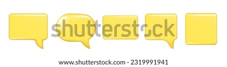 Realistic 3d glossy speech bubble text, message box, chatting box. Decorative 3d element, chat dialogue icon, empty speak bubble symbol. Abstract vector illustration isolated on white background