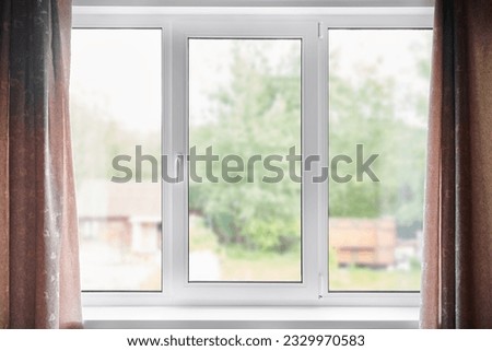 Similar – Image, Stock Photo Window with closed, green shutters in a red wall with plants in front of it