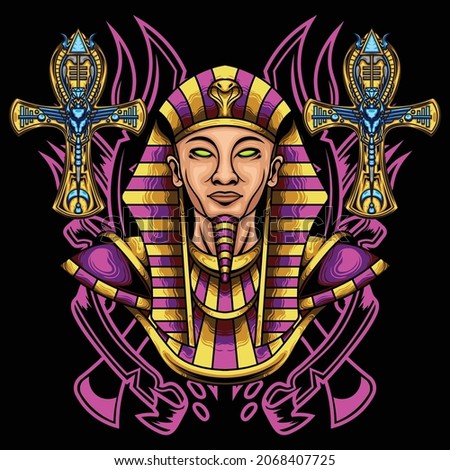 Paroah illustration with egyptian style drawing Foto stock © 