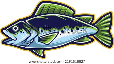 Bass fish mascot logo with premium quality stock vector