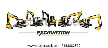 Excavator Set Vector Logo Template. construction, vector illustration