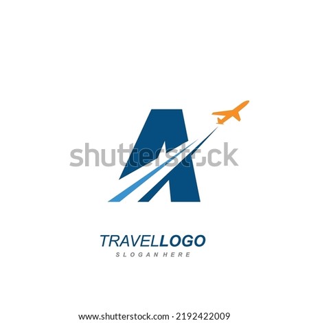 letter A with plane logo vector template. logo for travel label, tourism, journey posters, airways identity, and tech transportation