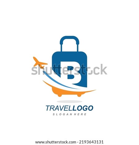 letter B with suitcase travel bag logo vector template. logo for travel label, tourism, journey posters, airways identity, and tech transportation