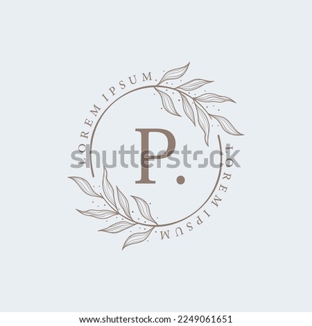 letter P floral logo design. logo for women beauty salon massage cosmetic or spa brand