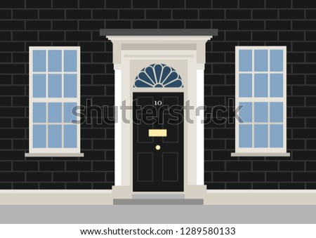 10 Downing street - residential building for Prime minister of United Kingdom of Great Britain - house for political leader in UK. Vector illustration