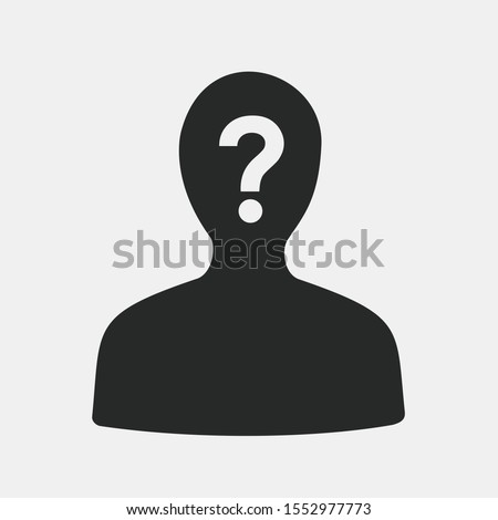Unknown person with hidden, covered and masked face - mysterious strange man / anonymous character. Vector illustration of simple silhouette.
