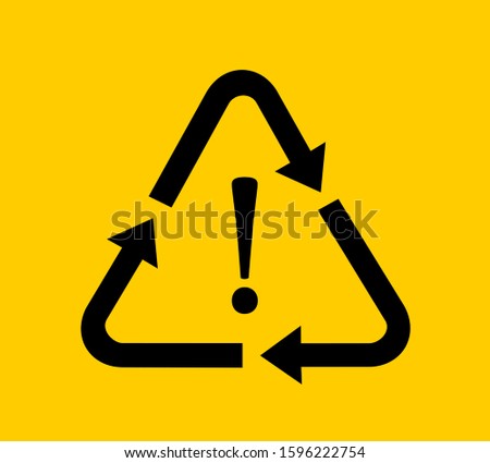 Regulation, command and order to recycle and reuse waste. Obligtion and and duty to be responsible towards ecology and environmentalism. Vector illustration of yellow sign, symbol and pictogram. 