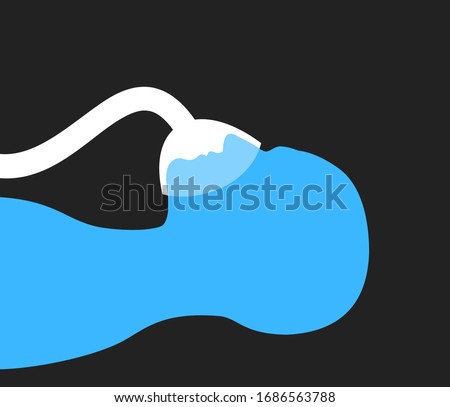 Ventilator to save patient and person with respiratory and health problen. Face mask and tube - medical and medicinal equiment and tool. Vector illustration.