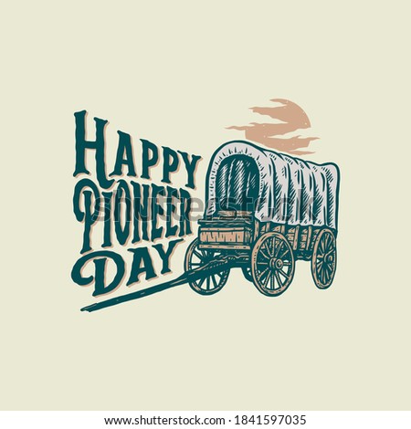 Vector illustration of Happy Pioneers Day, hand drawn line style with digital color