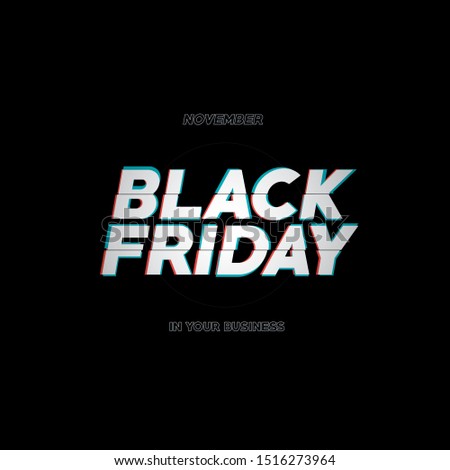 Creative Black Friday glitch effect sales november. Title glitch Black Friday. Texto com efeito tecnológico para vendas na Black Friday, bug 