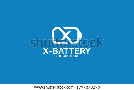 letter X battery minimalist sign symbol logo