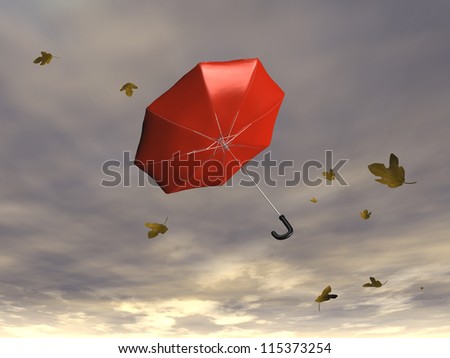 umbrella blowing in the wind