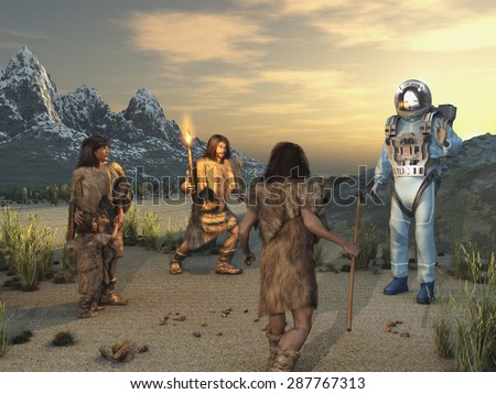 Early humans and an alien visitor