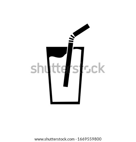 a glass with a straws icon on white background