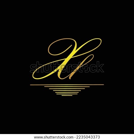 Initial XL logo signature elegant gold element