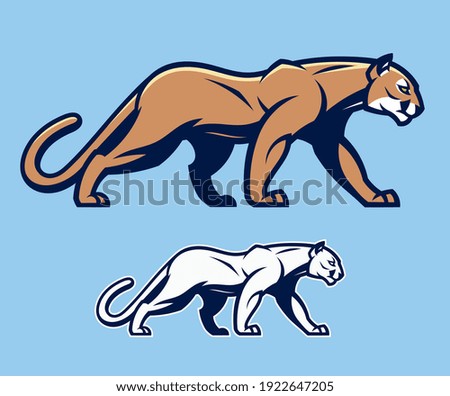 Stylized cougar on the blue background. Can be use as mascot.