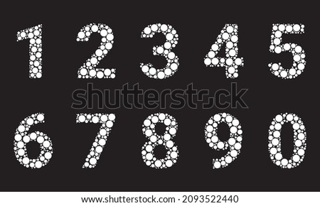 Numbers set typography vector, circle fill