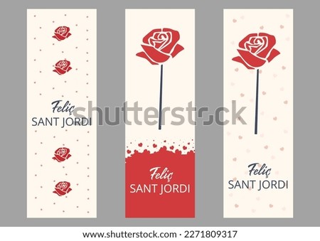 Bookmark Sant Jordi, flower and heart icon