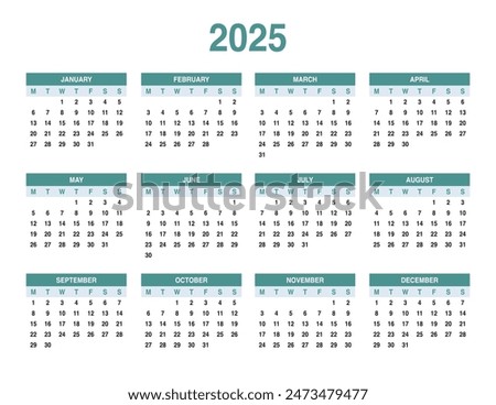 Simple calendar 2025, calendar full all the year