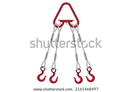 red rope sling with four branch hooks