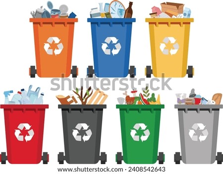 Garbage sorting container with recycle symbol. Ecology and recycle concept. Vector flat illustrations.