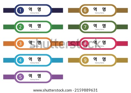 Seoul, Korea Subway Information Board. The written text means the 'station name' in Korean. Vector illustrations set.