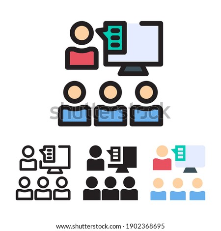 Mentor icon with 4 different styles. Filled, outline, glyph and line colored.