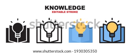 Knowledge icon set with different styles. Colored vector icons designed in filled, outline, flat, glyph and line colored. Editable stroke and pixel perfect. Can be used for web, mobile, ui and more.