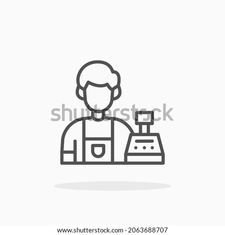 Cashier Male icon. Editable Stroke and pixel perfect. Outline style. Vector illustration. Enjoy this icon for your project.