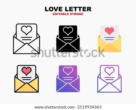 Love letter with envelope open icon set with different styles. Editable stroke and pixel perfect. Can be used for digital product, presentation, print design and more.